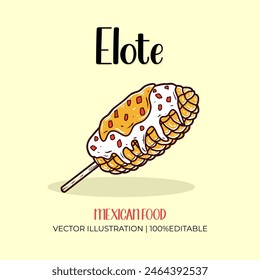 Elote mexican food vector illustration