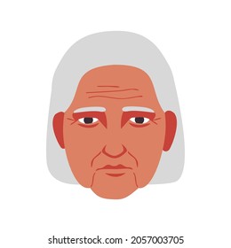 elrderly grandma gray head old lady face avatar icon simple flat style vector illustration