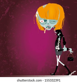Elsa of the Dead A vector cartoon zombie named Elsa. Funny illustration perfect for a Halloween or horror illustration. 