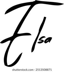 Elsa Name Of Baby Girl Cursive Typography Hand Written Brush Text