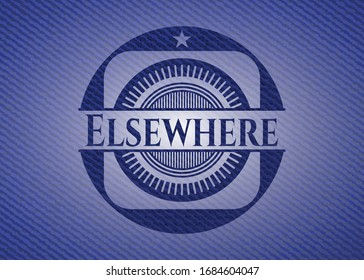 Elsewhere badge with denim texture. Vector Illustration. Detailed.