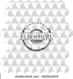 Elsewhere grey badge with geometric cube white background