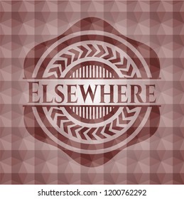 Elsewhere red seamless emblem with geometric pattern.