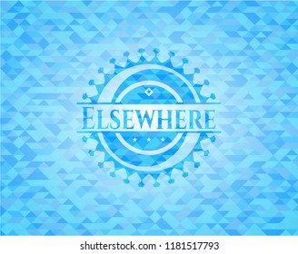 Elsewhere sky blue emblem with triangle mosaic background