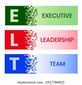 ELT, Executive Leadership Team. Concept with keywords, people and icons. Flat vector illustration. Isolated on white background.