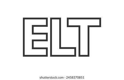 ELT logo design template with strong and modern bold text. Initial based vector logotype featuring simple and minimal typography. Trendy company identity ideal for businesses brand presence.