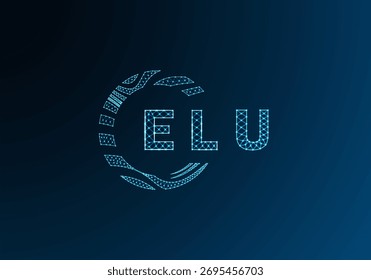 Diseño de Vector de logotipo de letra polivinílica baja ELU. ELU diseño de logotipo de poliéster inferior. ELU diseño único de logotipo de baja poli.