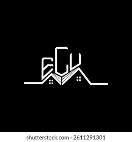 ELU Real State logo design, ELU simple and modern logo. ELU luxurious alphabet design  