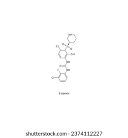 Elubrixin flat skeletal molecular structure CXCR1 antagonist drug used in hypothyrodism treatment. Vector illustration.