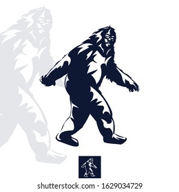 Elusive Sasquatch, Yeti, One Color Illustration, Vector Logo. Professional business, corporate identity icon.