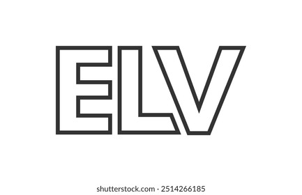 ELV logo design template with strong and modern bold text. Initial based vector logotype featuring simple and minimal typography. Trendy company identity ideal for businesses brand presence.