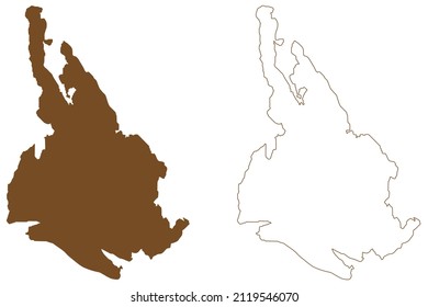 Elvalandet island (Kingdom of Norway) map vector illustration, scribble sketch Elvalandet map
