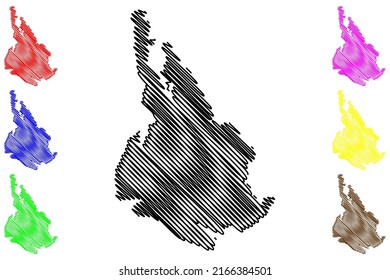 Elvalandet island (Kingdom of Norway) map vector illustration, scribble sketch Elvalandet map