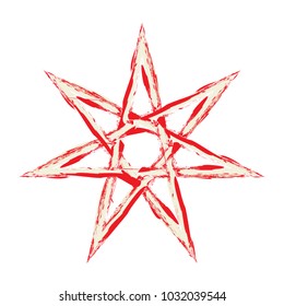 Elven Fairy Star or heptagram vector symbol. Seven-pointed grunge star