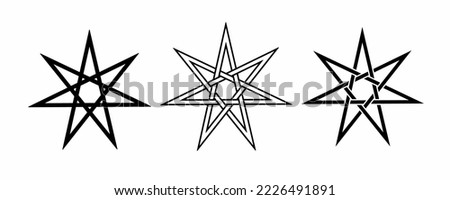 elven star Symbol set isolated on white background.heptagram or heptagon star sign