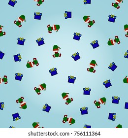 elves and gifts seamless pattern