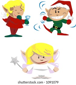 Elves and pixies having holiday fun