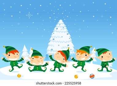 Santa´s Elves Playing during Christmas Celebrations