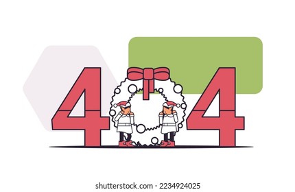 elves preparing for new year and christmas holidays celebration 404 page not found concept