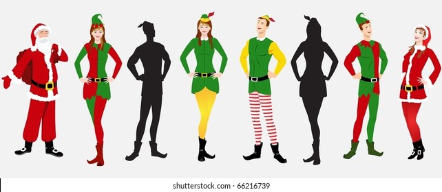 Elves & Santa Claus Costumes-vector