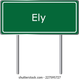 Ely , United Kingdom , road sign green vector illustration, road table