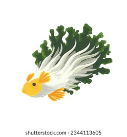 Elysia chlorotica sea slug vector flat isolated