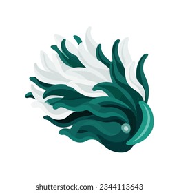 Elysia chlorotica sea slug vector flat isolated