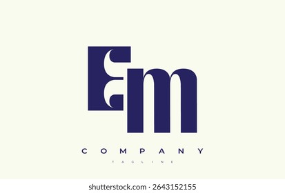 EM Abstract Geometric Logo Design. Modern and elegant logo design with simplistic typography elements, showcasing branding excellence.