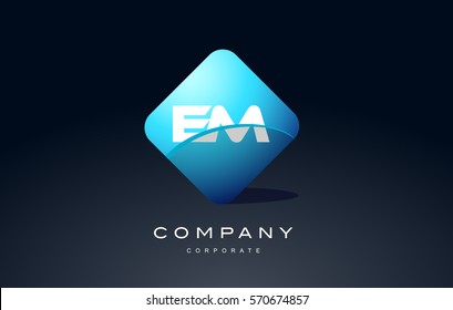 em alphabet letter blue hexagon 3d combination modern vector logo icon sign design template