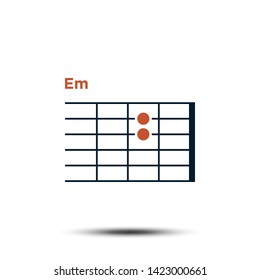 Em, Basic Guitar Chord Chart Icon Vector Template