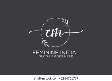 EM beauty monogram and elegant logo design handwriting logo of initial signature, wedding, fashion, floral and botanical with creative template.