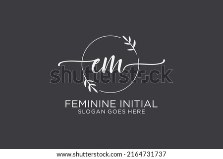 EM beauty monogram and elegant logo design handwriting logo of initial signature, wedding, fashion, floral and botanical with creative template.