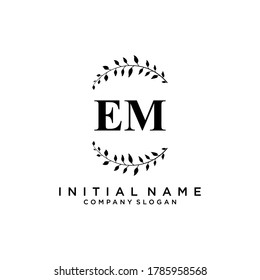 EM Beauty vector initial logo, handwriting logo of initial signature, wedding, fashion, jewerly, boutique, floral and botanical with creative template for any company or business.