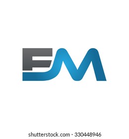 EM company linked letter logo blue