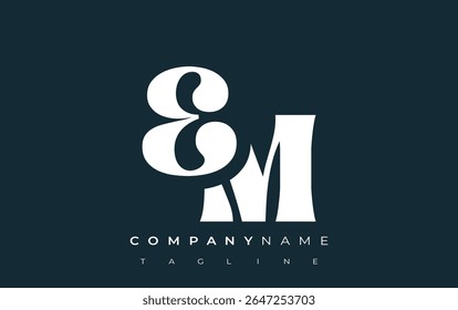 EM Creative Abstract Typography Logo Design. Elegant logo combining bold typography and creative shapes, ideal for branding and identity solutions.