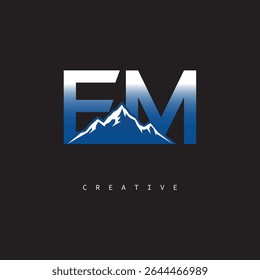 EM Creative Mountain Logo Bold Gradient Letter mark Branding Design for Business Outdoor Brands