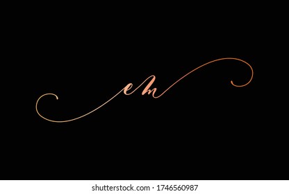 em Cursive Letter Initial Logo Design, Vector Template