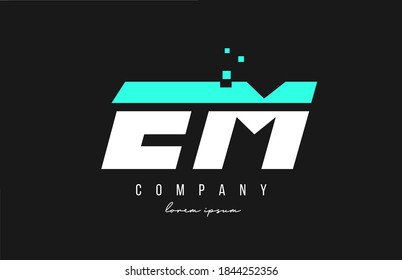em e m alphabet letter logo combination in blue and white color. Creative icon design for business