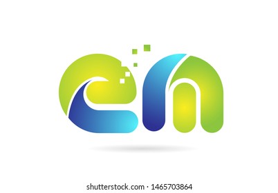 em e m blue green alphabet combination letter logo design suitable for a company or business