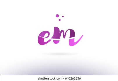 em e m calligraphy alphabet letter logo 