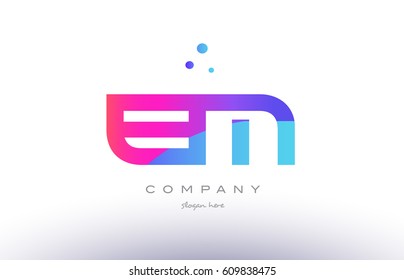 em e m  creative pink purple blue modern dots creative alphabet gradient company letter logo design vector icon template