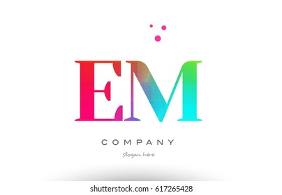 EM E M creative rainbow colors colored artistic alphabet company letter logo design vector icon template