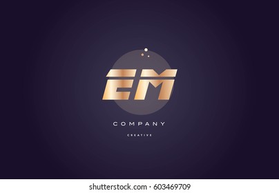 em e m  gold yellow golden metal metallic bold luxury product modern creative gradient alphabet company logo design vector icon template