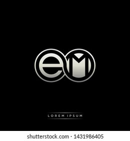 EM E M initial letter linked circle capital monogram logo modern template silver color edition