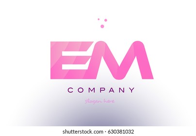 em e m letter alphabet text pink purple dots creative company logo vector icon design template