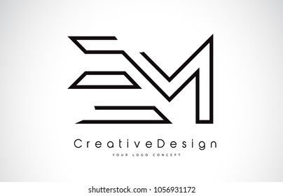 EM E M Letter Logo Design in Black Colors. Creative Modern Letters Vector Icon Logo Illustration.