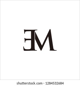 EM E M Letter Logo Design in Black Colors. Creative Modern Letters Vector Icon Logo Illustration. - Vector
