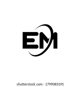 EM E M letter logo design. Initial letter EM linked circle uppercase monogram logo white color. EM logo, E M design. em, e m 