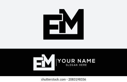 EM E M Letter Logo Design in Black and white Colors. Creative Modern Letters Vector Icon Logo Illustration.