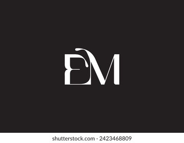 EM E M Letter Logo Design in Black Colors.